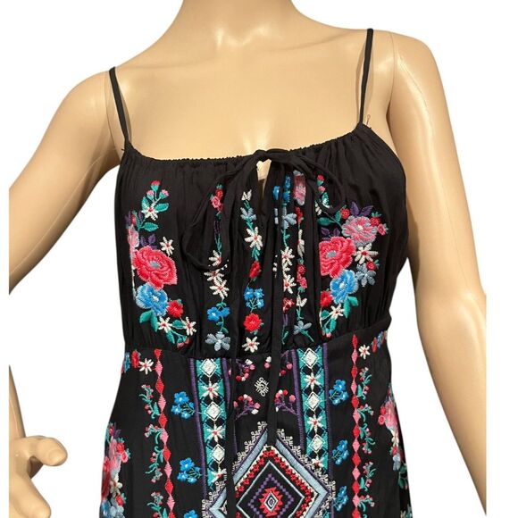 SAVANNA JANE Women's Bohemian Ethnic Embroidered Camisole Maxi Dress Sz M - Picture 2 of 8